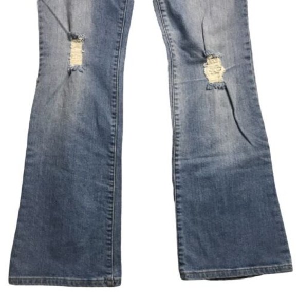 Decree Women Blue Denim 34x31 Bootcut Distressed Ripped Jeans Size 11 - Picture 3 of 12